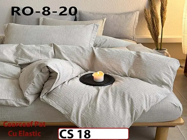Lenjerie de pat dublă 4 piese, cu imprimeu modern, material fin și răcoros CS 18