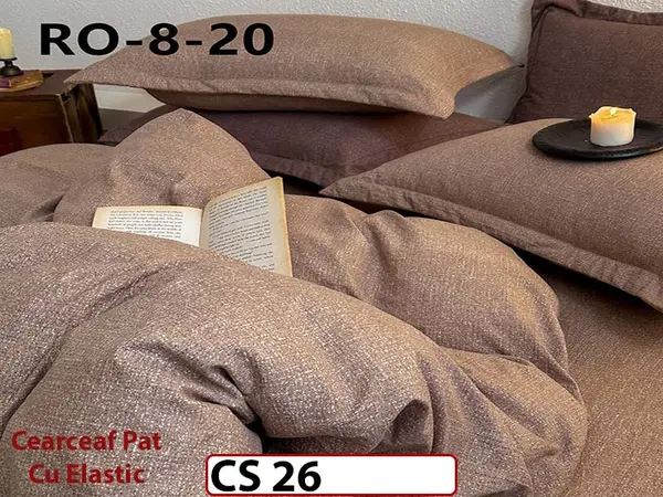 Lenjerie de pat dublă 4 piese, cu imprimeu modern, material fin și răcoros CS 26