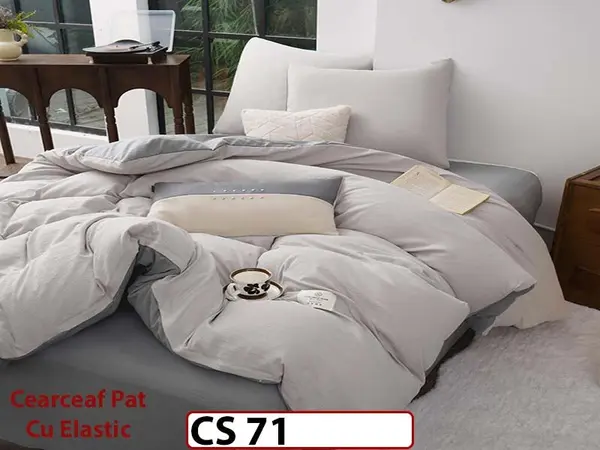 Lenjerie de pat dublă 4 piese, cu imprimeu modern, material fin și răcoros CS 71