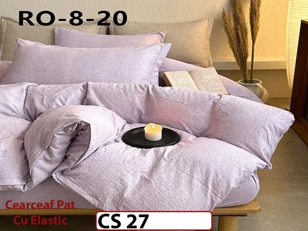 Lenjerie de pat dublă 4 piese, cu imprimeu modern, material fin și răcoros CS 27