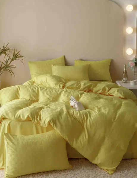 Lenjerie de Pat Dublu Jacquard Finetat Premium, 6 Piese, 230x250 cm
