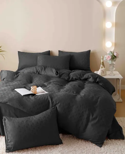 Lenjerie de Pat Dublu Jacquard Finetat Premium, 6 Piese, 230x250 cm