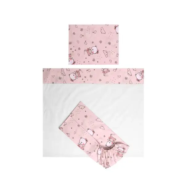 Lenjerie de pat Lorelli 3 piese Lorelli Tiny Dream Trio 60 x 120 cm Pink Ballerina Bear