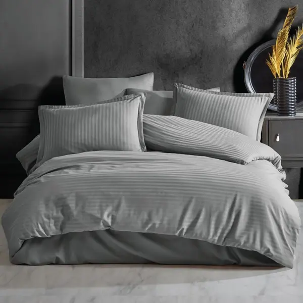 Lenjerie de pat Somnart, din bumbac damasc, cu 3 piese 160 x 240 cm gri
