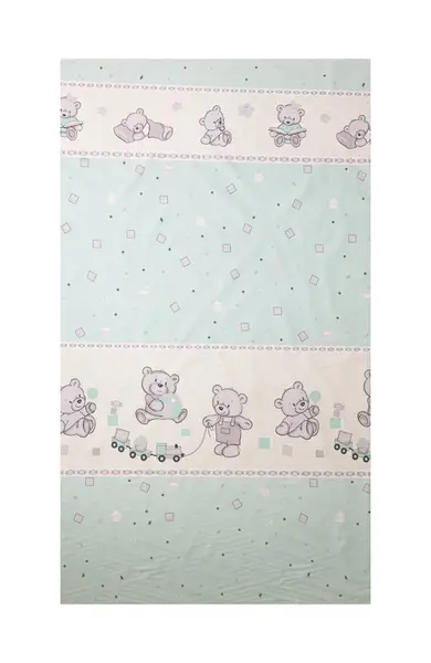 Lenjerie din bumbac cu 3 piese 120x60 cm fete de schimb Beberoyal BearsToys Turcoaz
