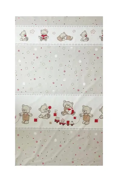 Lenjerie din bumbac cu 4 piese pentru saltea 120x60 cm Beberoyal BearsToys Bej