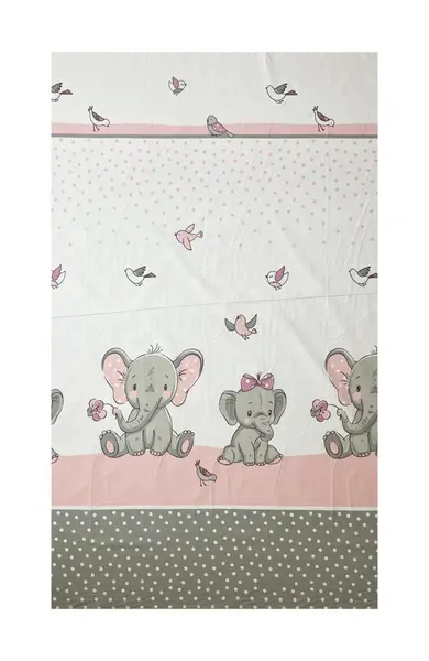 Lenjerie din bumbac cu 6 piese pentru saltea 120x60 cm Beberoyal ElefantBirds Roz