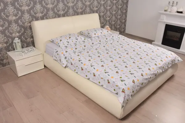 Lenjerie din bumbac pentru pat dublu model rachete