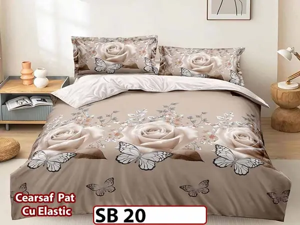 Lenjerie din bumbac Satinat 4 piese Pucioasa cu Elastic - SB 20