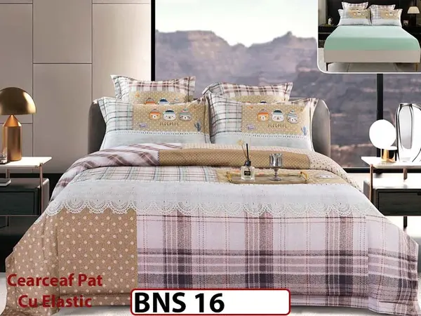 Lenjerie din Bumbac Satinat Gros 6 Piese - BNS 16