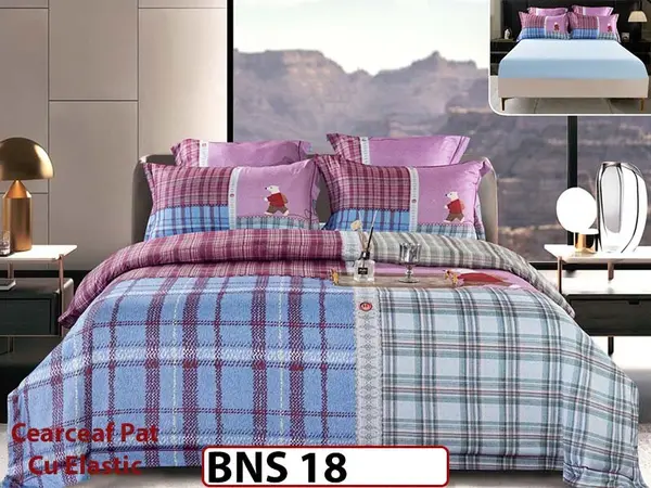 Lenjerie din Bumbac Satinat Gros 6 Piese - BNS 18