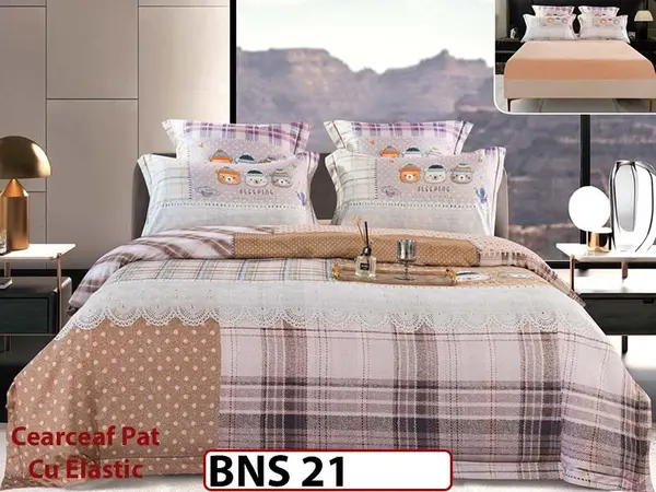 Lenjerie din Bumbac Satinat Gros 6 Piese - BNS 21