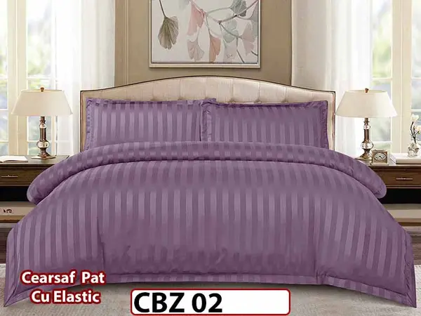 Lenjerie din damasc finet cu 4 piese, cearceaf cu elastic - CBZ 02