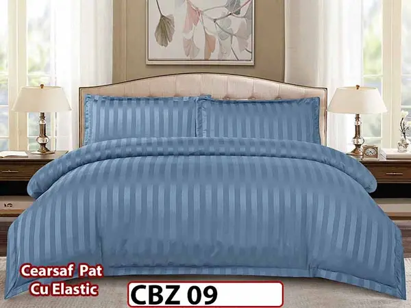 Lenjerie din damasc finet cu 4 piese, cearceaf cu elastic - CBZ 09