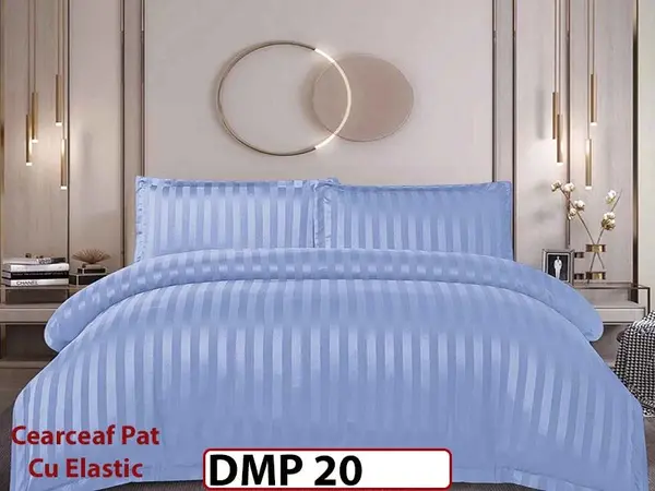 Lenjerie din damasc finet cu 4 piese, cearceaf cu elastic - DMP 20