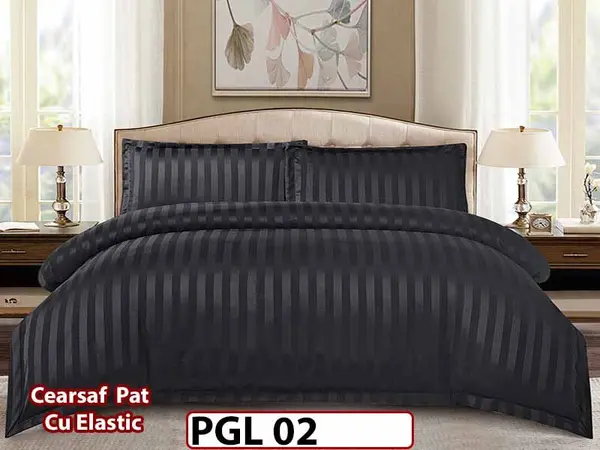 Lenjerie din damasc finet cu 4 piese, cearceaf cu elastic - PGL 02