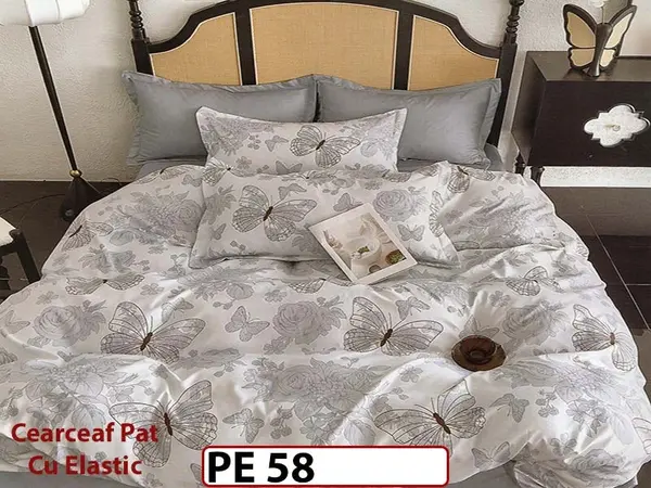 Lenjerie din finet 4 piese 1 Persoana Cearceaf cu Elastec - PE58