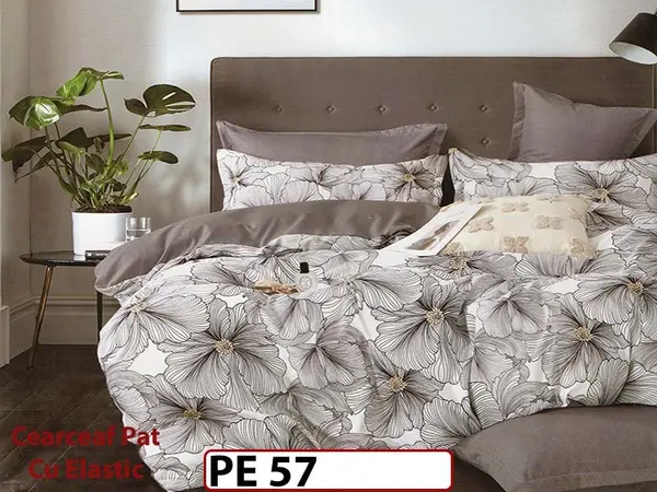 Lenjerie din finet 4 piese 1 Persoana Cearceaf cu Elastec - PE57
