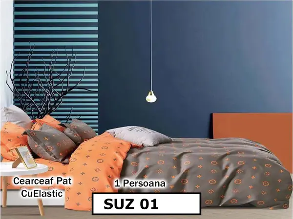 Lenjerie din finet 4 piese 1 Persoana Cearceaf cu Elastec - SUZ 01