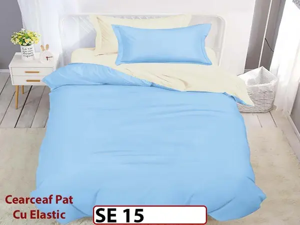 Lenjerie din finet 4 piese 1 Persoana Cearceaf cu Elastic - SE 15