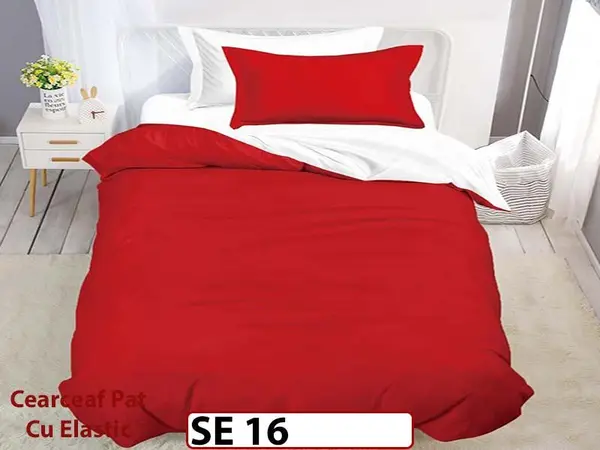Lenjerie din finet 4 piese 1 Persoana Cearceaf cu Elastic - SE 16