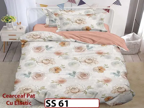 Lenjerie din finet 4 piese 1 Persoana Cearceaf cu Elastic - SS 61
