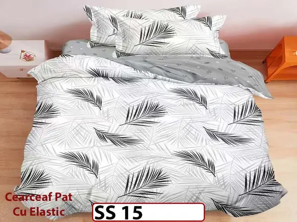 Lenjerie din finet 4 piese 1 Persoana Cearceaf cu Elastic - SS 15