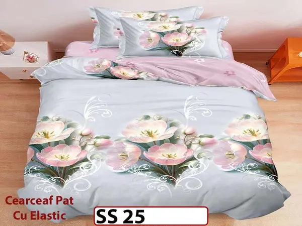 Lenjerie din finet 4 piese 1 Persoana Cearceaf cu Elastic - SS 25