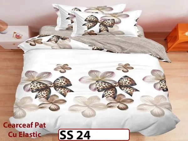 Lenjerie din finet 4 piese 1 Persoana Cearceaf cu Elastic - SS 24
