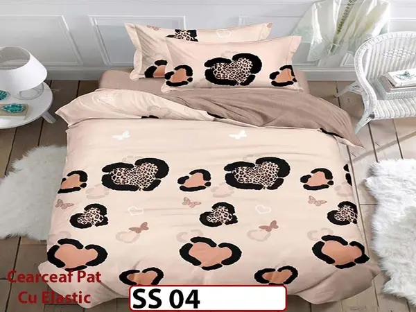 Lenjerie din finet 4 piese 1 Persoana Cearceaf cu Elastic - SS 04