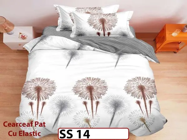Lenjerie din finet 4 piese 1 Persoana Cearceaf cu Elastic - SS 14