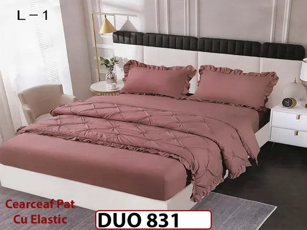Lenjerie din Finet 4 piese cu pliuri cu Elastic - DUO 831