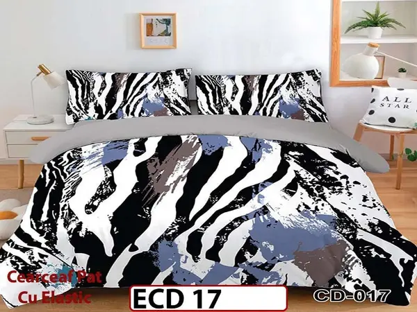 Lenjerie din finet 5D cu 6 piese si cearceaf cu elastic - ECD 17