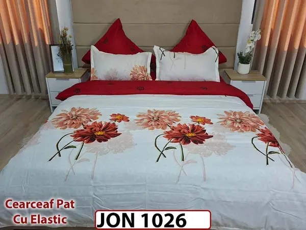 Lenjerie din finet 6 piese cearceaf cu elastic - JON1026