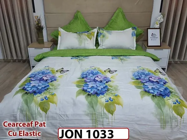 Lenjerie din finet 6 piese cearceaf cu elastic - JON1033