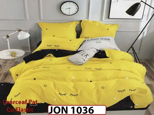 Lenjerie din finet 6 piese cearceaf cu elastic - JON1036