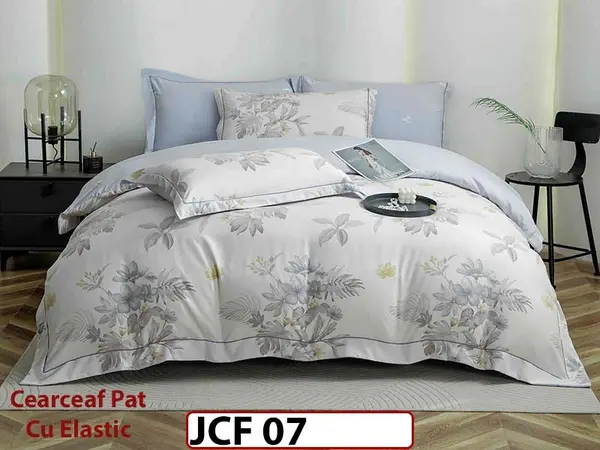 Lenjerie din finet 6 piese cu cearceaf elastic - JCF07