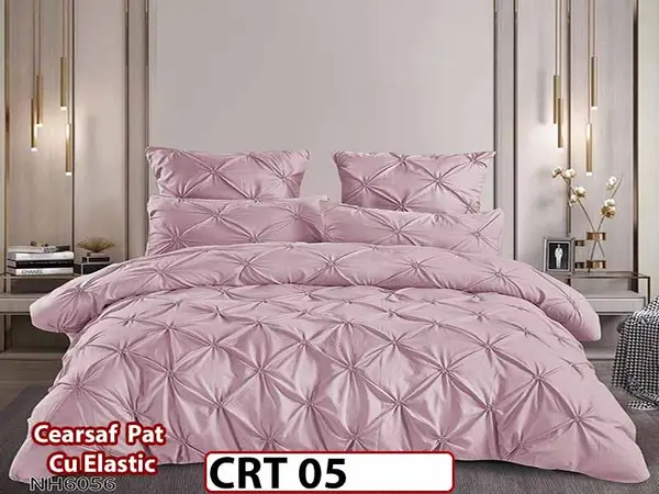 Lenjerie din Finet 6 piese cu pliuri cu Cearceaf Elastic - CRT 05