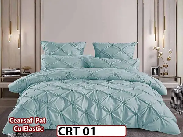 Lenjerie din Finet 6 piese cu pliuri cu Cearceaf Elastic - CRT 01