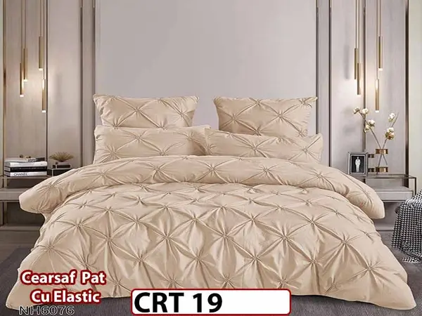 Lenjerie din Finet 6 piese cu pliuri cu Cearceaf Elastic - CRT 19