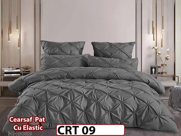 Lenjerie din Finet 6 piese cu pliuri cu Cearceaf Elastic - CRT 09