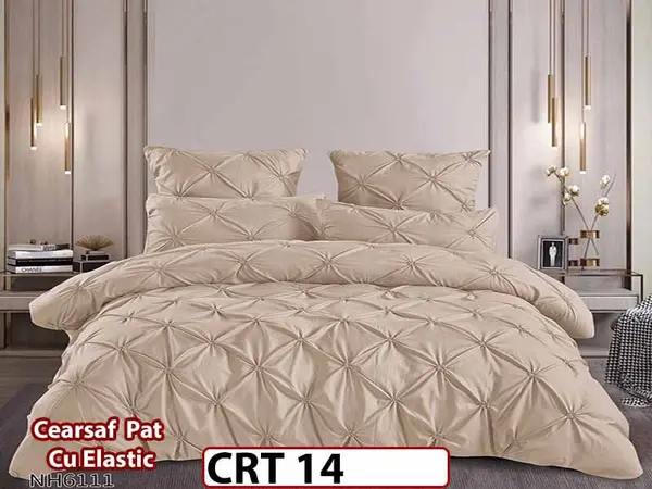 Lenjerie din Finet 6 piese cu pliuri cu Cearceaf Elastic - CRT 14