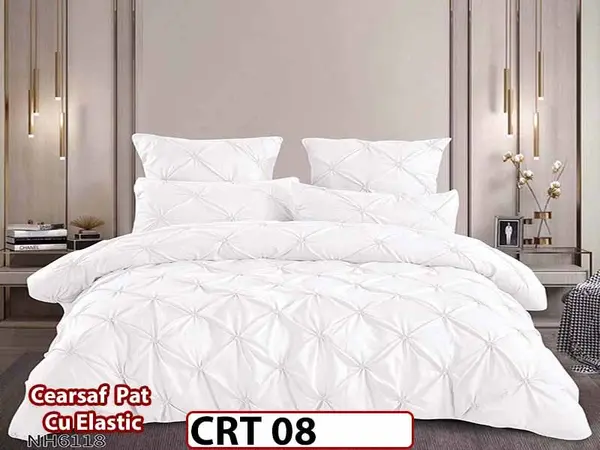 Lenjerie din Finet 6 piese cu pliuri cu Cearceaf Elastic - CRT 08