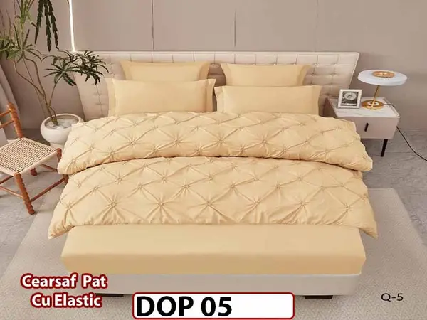 Lenjerie din Finet 6 piese cu pliuri cu Cearceaf Elastic - DOP05