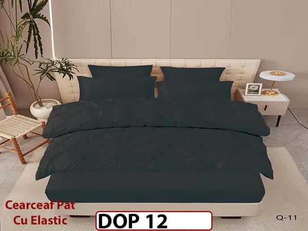 Lenjerie din Finet 6 piese cu pliuri cu Cearceaf Elastic - DOP12
