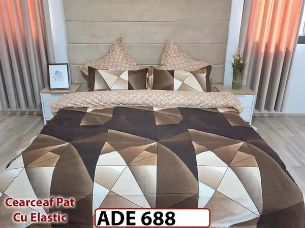 Lenjerie din finet 6 piese si cearceaf cu elastic - ADE 688