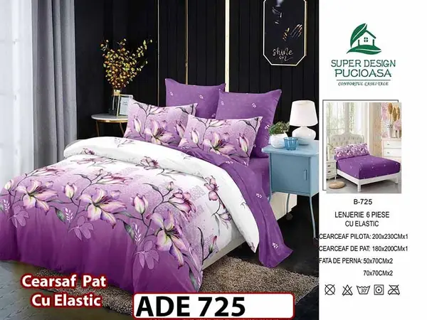 Lenjerie din finet 6 piese si cearceaf cu elastic - ADE 725
