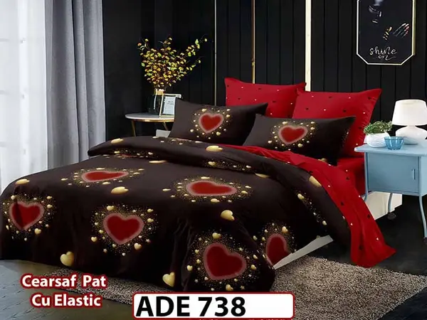 Lenjerie din finet 6 piese si cearceaf cu elastic - ADE 738