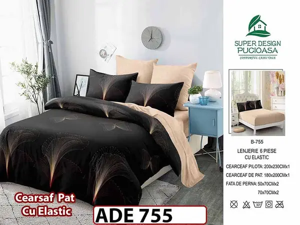 Lenjerie din finet 6 piese si cearceaf cu elastic - ADE 755