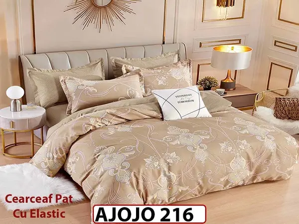 Lenjerie din finet 6 piese si cearceaf cu Elastic - AJOJO216